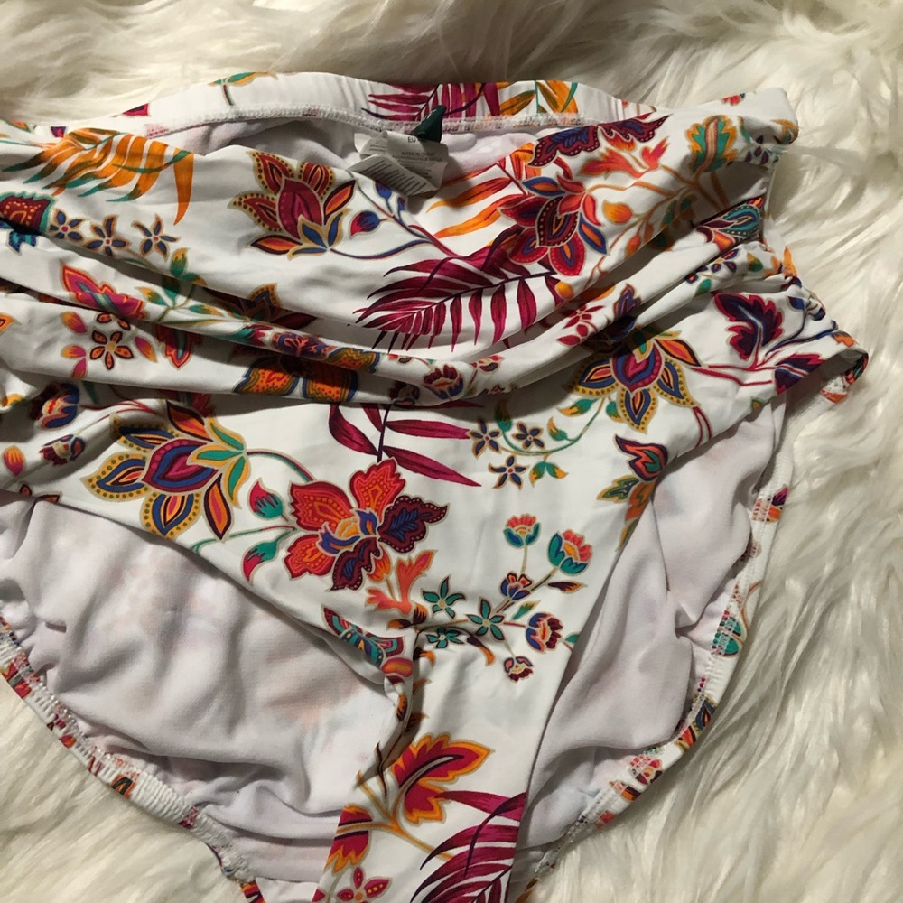 Ralph Lauren WHITE PRINT Plus Size Floral Print High Waist Bikini Bottom. 16 W